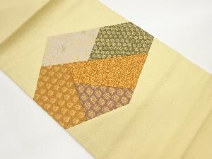 切り嵌め金通し名物裂模様織出し開き名古屋帯（額縁仕立て）